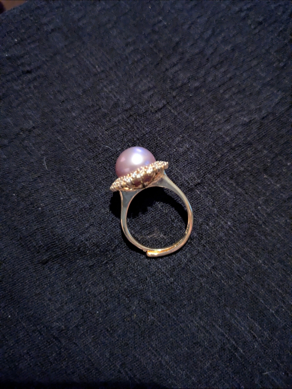 Gold Pearl Cocktail Ring with Lavender Pearl